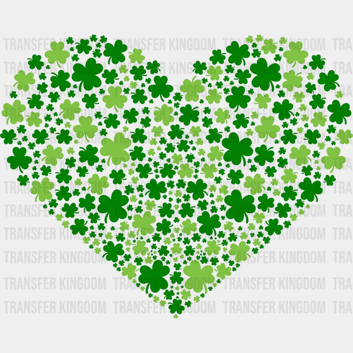 Heart St. Patrick's Day Green Clovers Design - DTF heat transfer