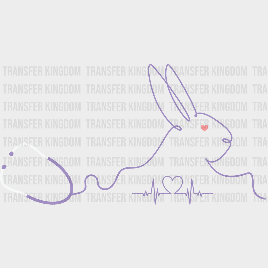 Heartbeat Bunny Shape Easter Design - DTF heat transfer - Transfer Kingdom