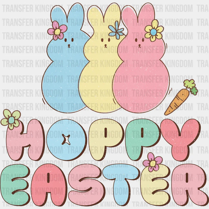 Hoppy Easter Blue Yellow Pink Design - DTF heat transfer