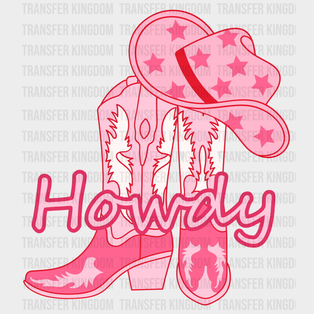 Howdy Boots and Hat - Rodeo Houston DTF Transfer - Transfer Kingdom