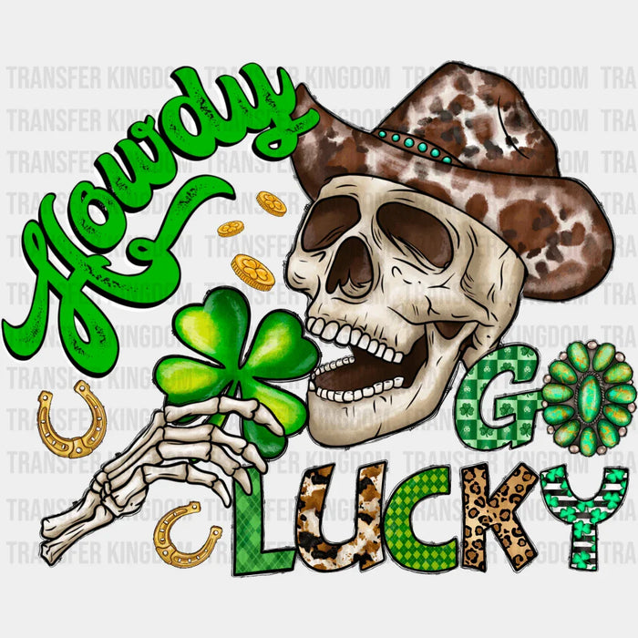 Howdy Go Lucky St. Patrick's Day Skull Design - DTF heat transfer