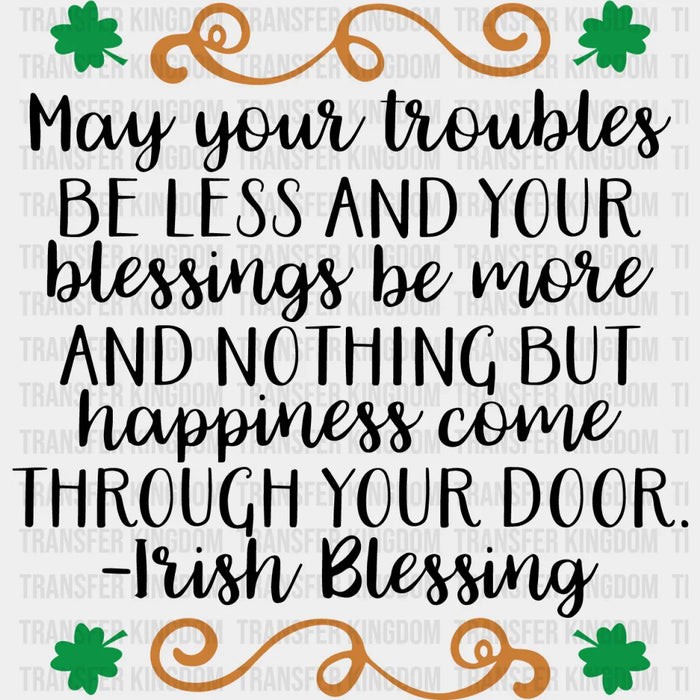 Irish Blessings St. Patrick's Day Clovers Design - DTF heat transfer