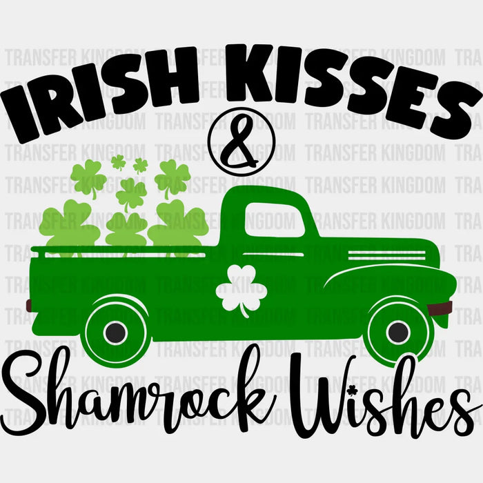 Irish Kisses & Shamrock Wishes Truck St. Patrick's Day Design - DTF heat transfer