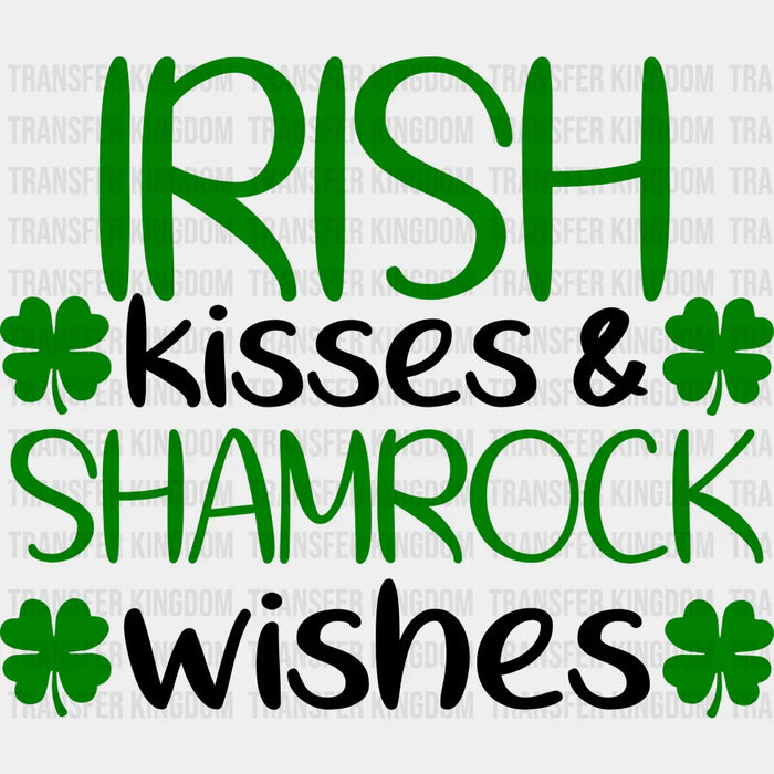 Irish Kisses & Shamrock Wishes Shamrock St. Patrick's Day Design - DTF heat transfer
