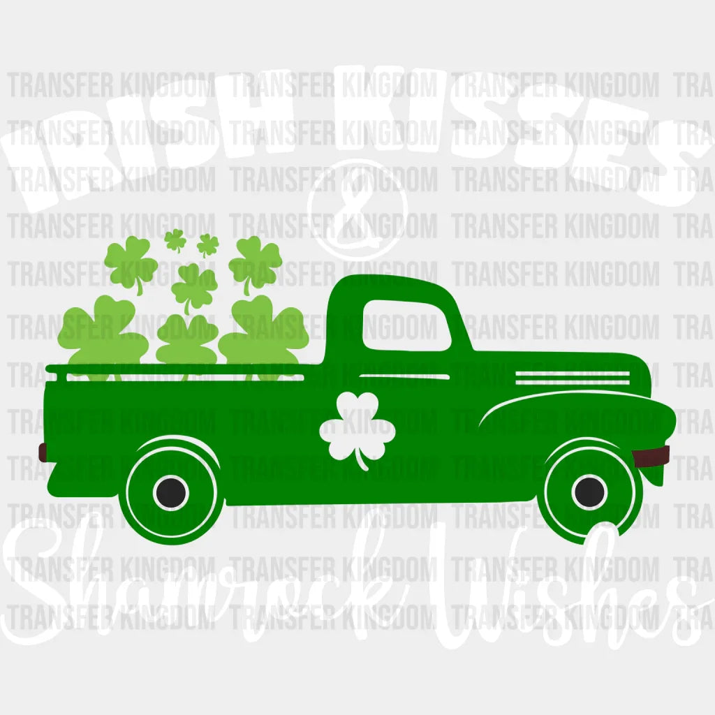 Irish Kisses & Shamrock Wishes St. Patrick's Day Design - DTF heat transfer - Transfer Kingdom