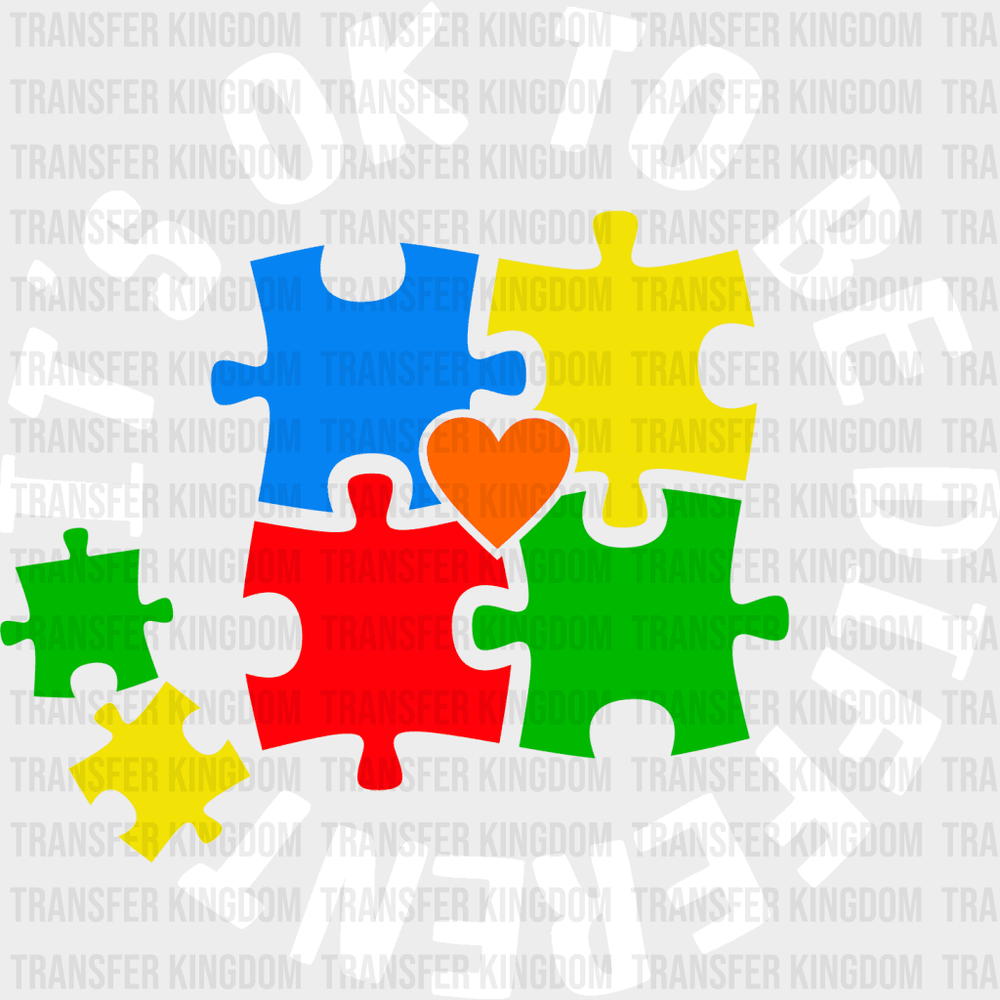 Its Ok To Be Different Autism Puzzle Design - Dtf Heat Transfer Unisex S & M ( 10 ) / Light Color