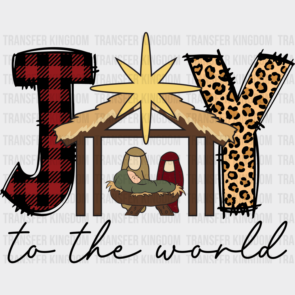 Joy To The World Christmas Design - Dtf Heat Transfer Unisex S & M ( 10 ) / Dark Color (See Imaging)