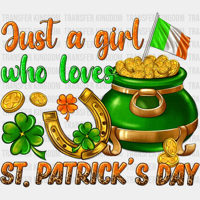 Just A Girl Who Love Horseshoe St. Patrick's Day Design - DTF heat transfer