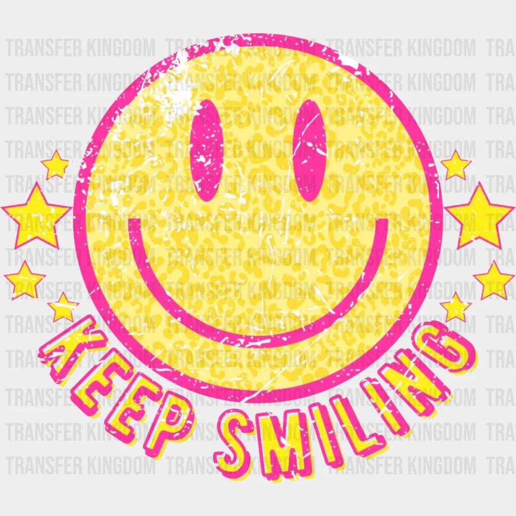 Keep Smiling Retro - Summer Beach Vacation Smiley Design Dtf Heat Transfer