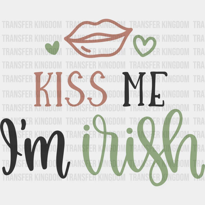 Kiss Me I'm Irish Clover Lips Design - St. Patrick's Day DTF heat transfer