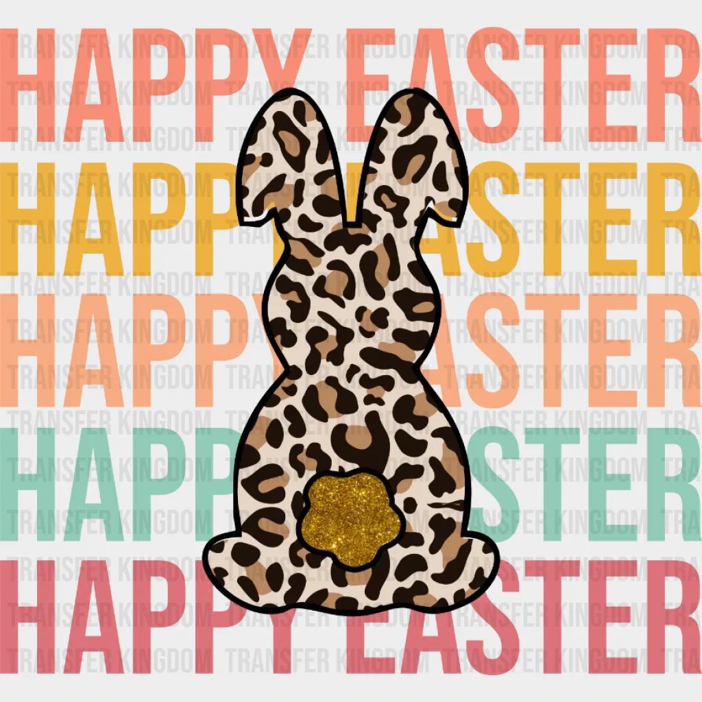 Leopard Bunny Stack Happy Easter Design - DTF heat transfer - Transfer Kingdom