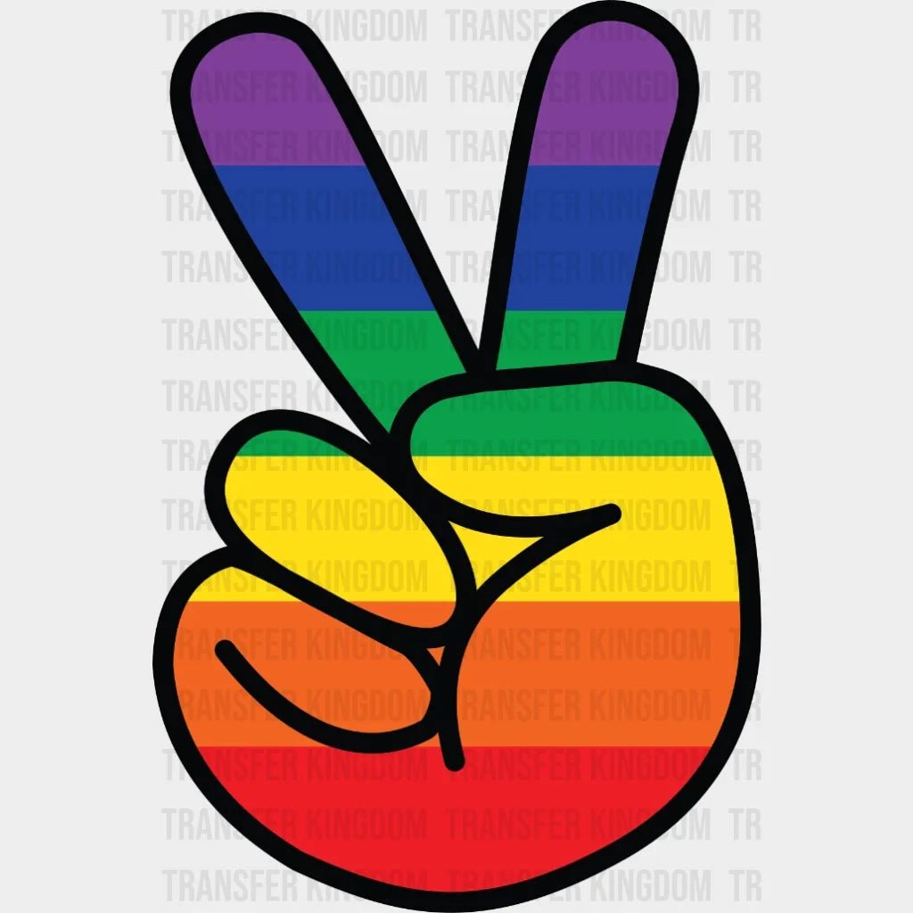 Lgbtq+ Rainbow Peace Sign - Lgbtq Pride Design Dtf Heat Transfer