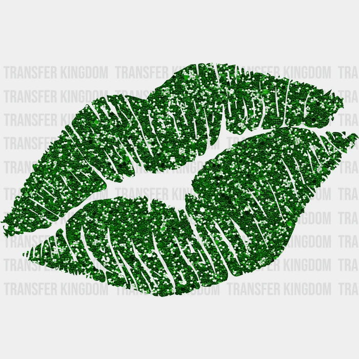 Lips St. Patrick's Day Green Glitter Design - DTF heat transfer