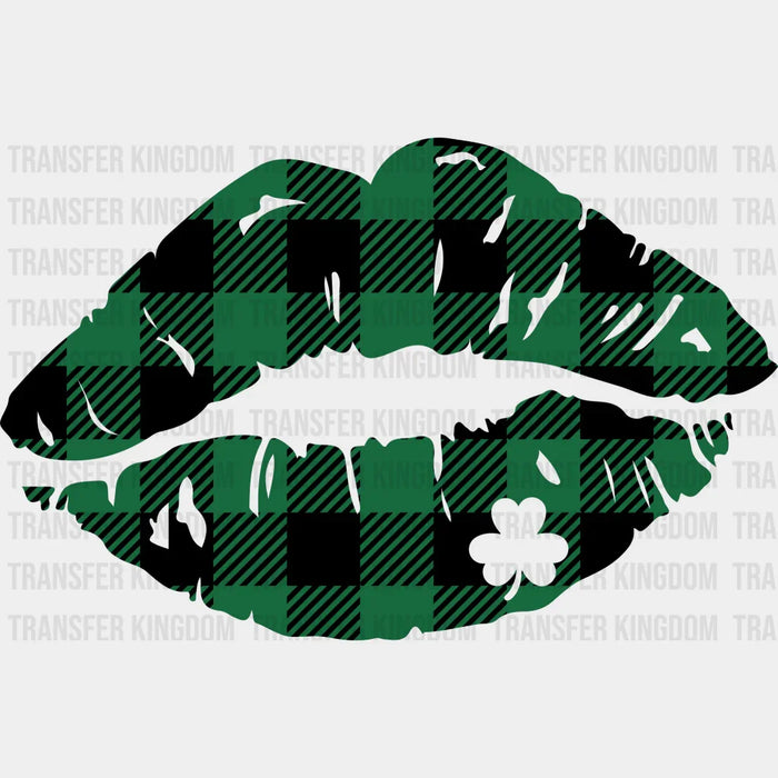 Lips St. Patrick's Day Plaid Lips Design - DTF heat transfer