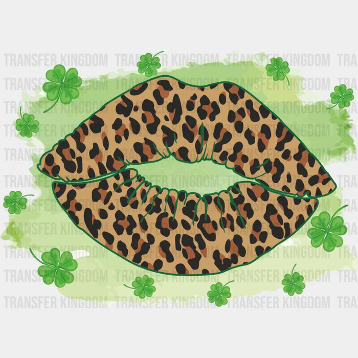 Lips St. Patrick's Day Leopard Print Design - St. Patrick's Day DTF heat transfer
