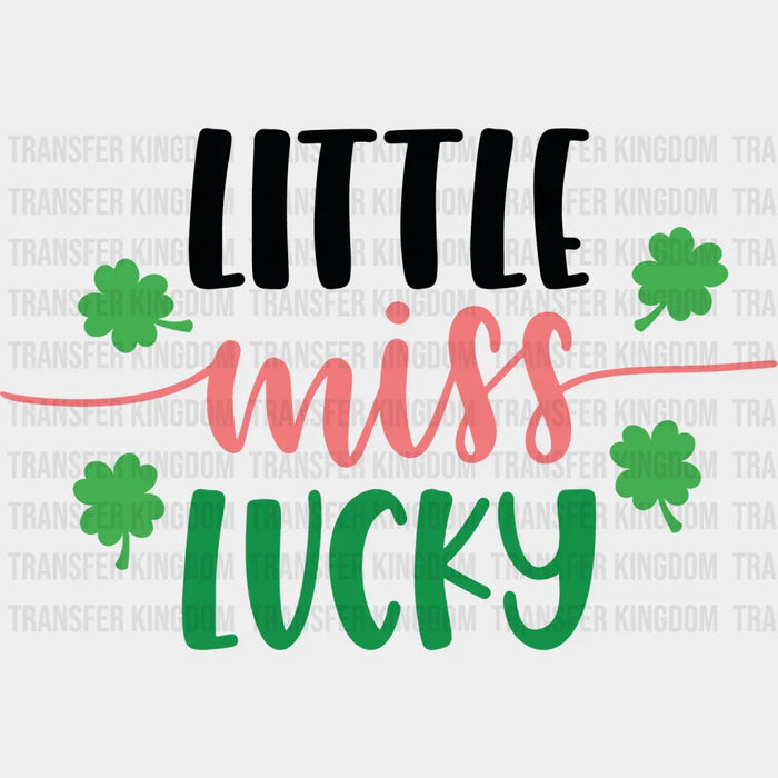 Little Miss Lucky St. Patrick's Day Pink Green Black Design - DTF heat transfer