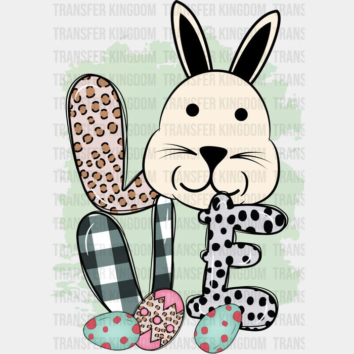 LOVE Bunny Face With Eggs Easter Design - DTF heat transfer
