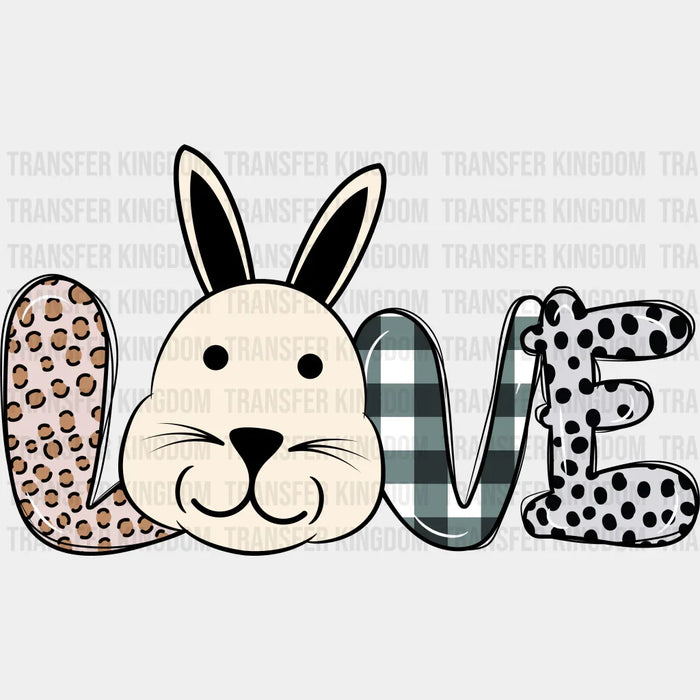 LOVE Bunny Face Easter White Bunny Design - DTF heat transfer