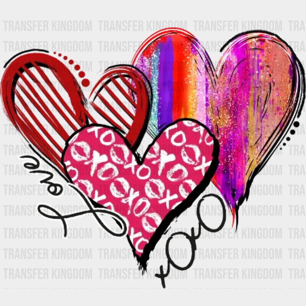 Love Hearts Valentines Day Design - Dtf Heat Transfer