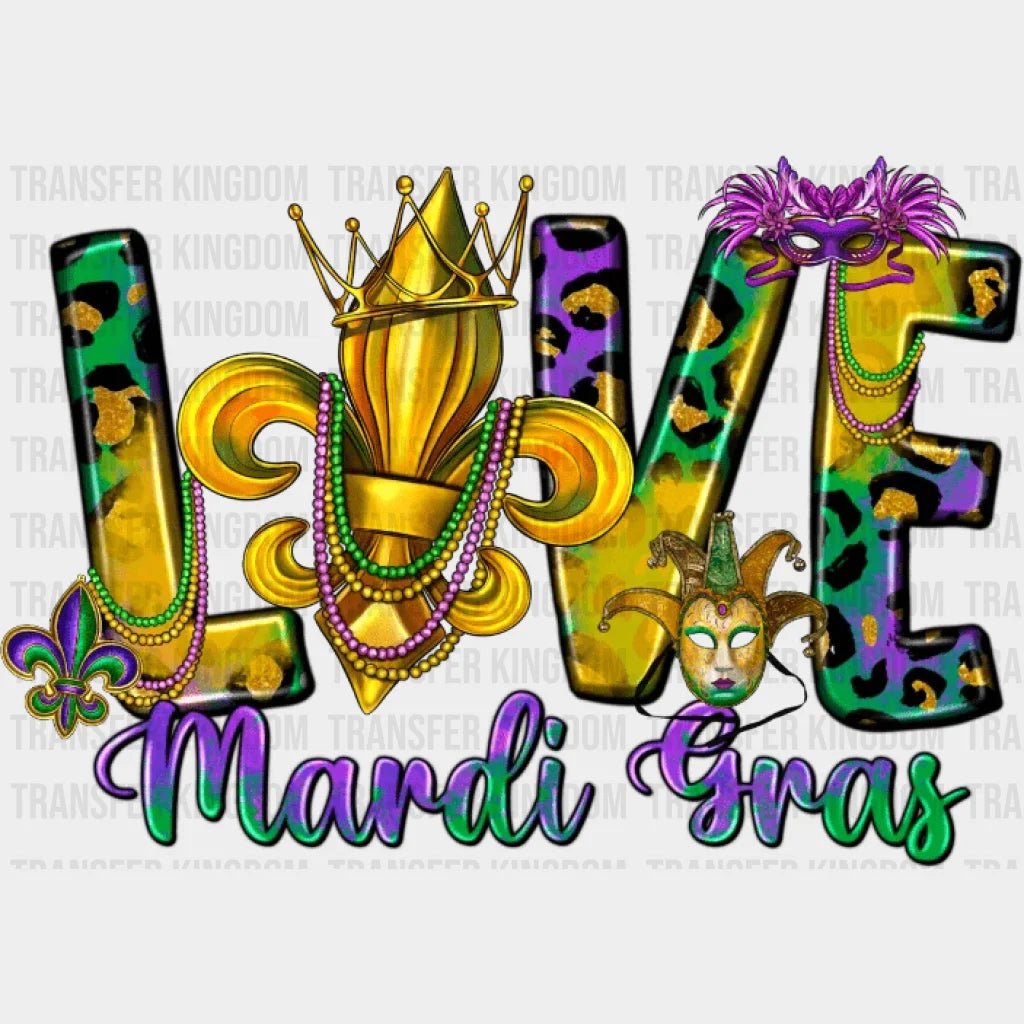 Love Mardi Gras Design- Dtf Heat Transfer