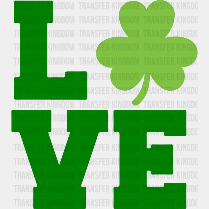 LOVE St. Patrick's Day Clover Two Tone Design - DTF heat transfer