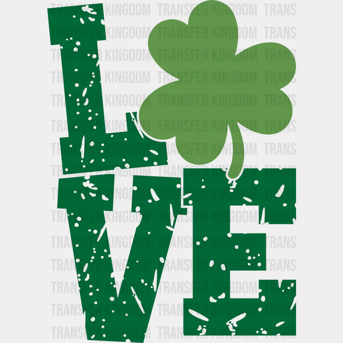 LOVE St. Patrick's Day Two Tone Clover Design - DTF heat transfer