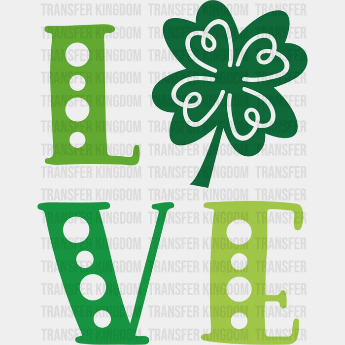 Love St. Patrick's Day Clover Design - DTF heat transfer