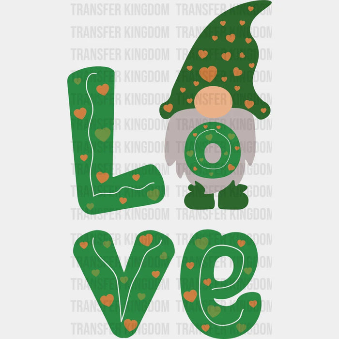 Love Gnome Green St. Patrick's Day Design - DTF heat transfer