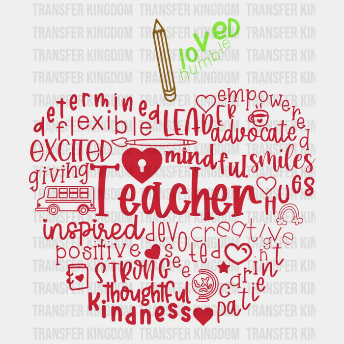 Loved, Humble Teacher 100 Days School Design - DTF heat transfer