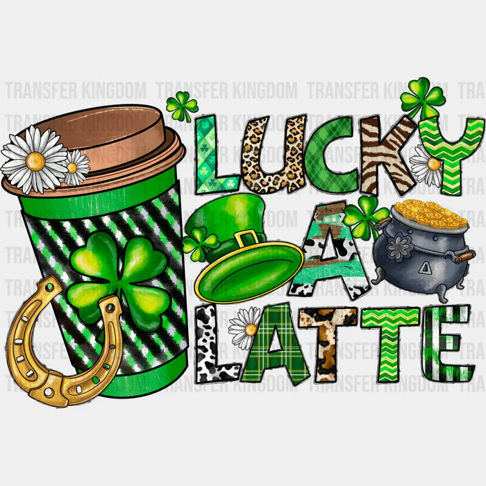 Horseshoe Lucky A Latte St. Patrick's Day Design - DTF heat transfer