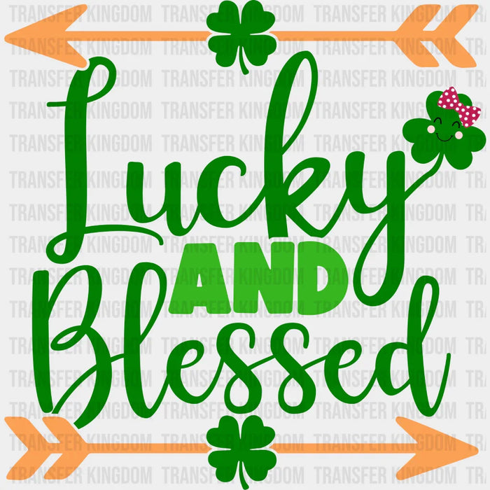 Lucky & Blessed Arrow Shamrock St. Patrick's Day Design - DTF heat transfer