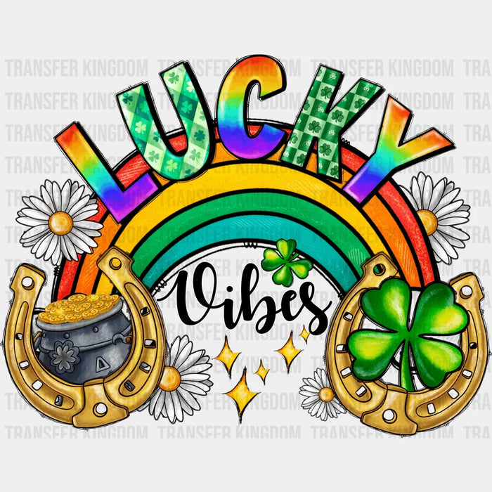 Rainbow Colors Lucky Vibes St. Patrick's Day Design - DTF heat transfer