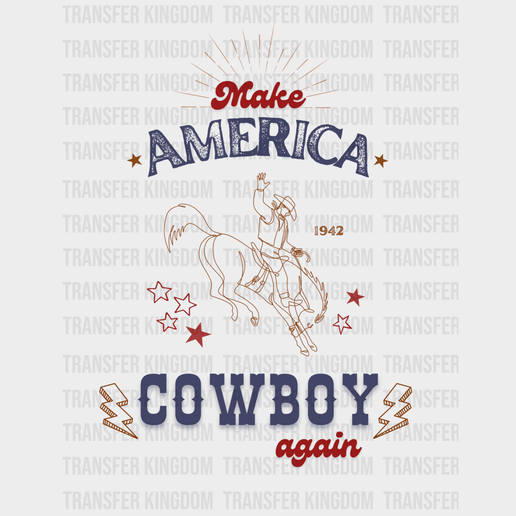 Make America Cowboy Again Design - Dtf Heat Transfer Unisex S & M ( 10 )