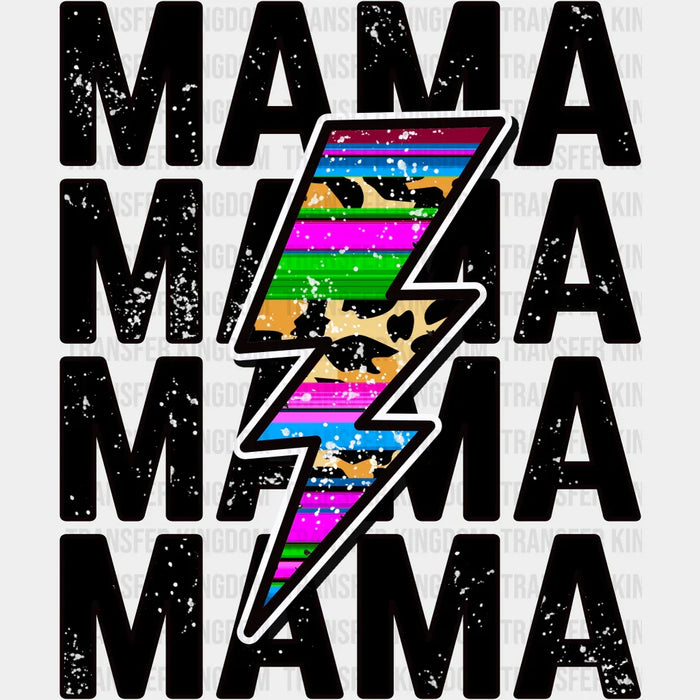 Mama Mama Mama Lightning Lightning Bolt Colorful - Mother's Day DTF Transfer