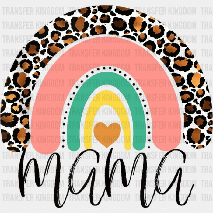 Mama Mom Life Leopard Rainbow Heart - Working Mom - Funny Mom - Cute Mom - Design - DTF heat transfer