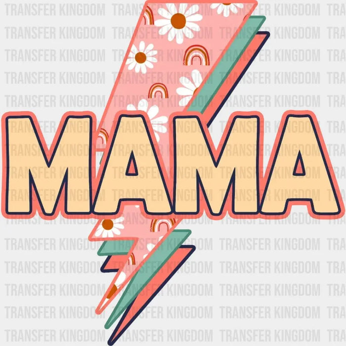 Mama Retro Floral Thunderbolt Design - DTF heat transfer