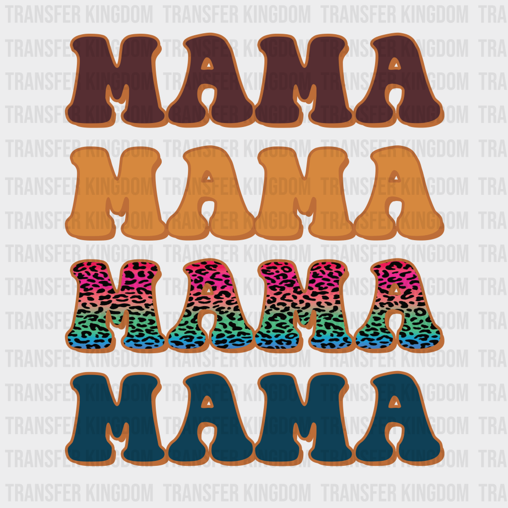Mama Stacked Colorful Leopard Design - DTF heat transfer - Transfer Kingdom