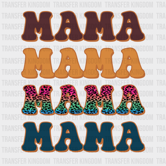 Mama Stacked Colorful Leopard Design - DTF heat transfer - Transfer Kingdom