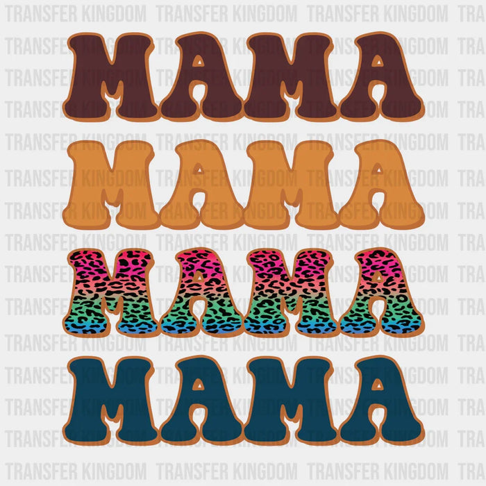 Mama Stacked Colorful Leopard Design - DTF heat transfer