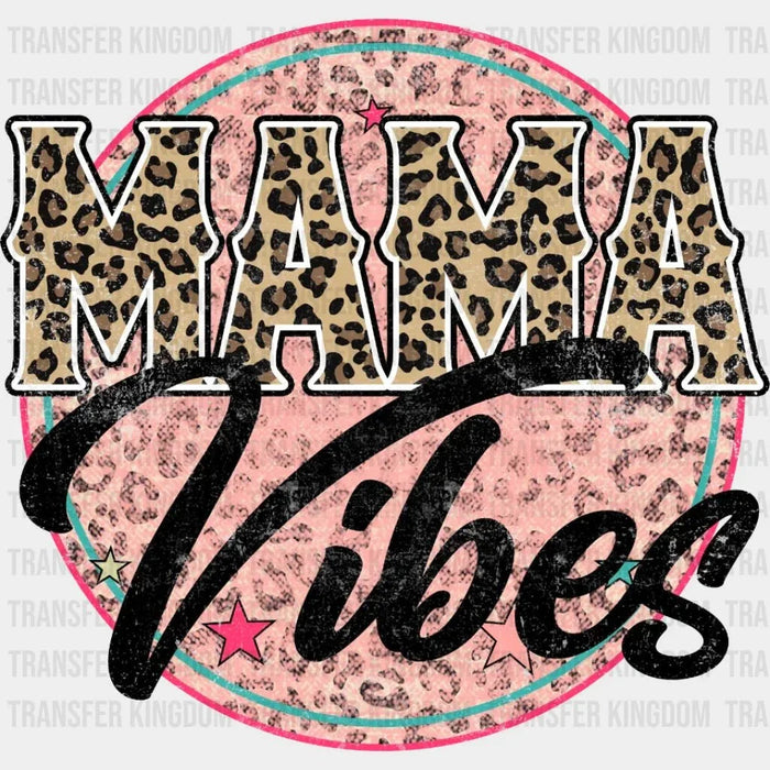 Mama Vibes Retro Leopard Design - DTF heat transfer