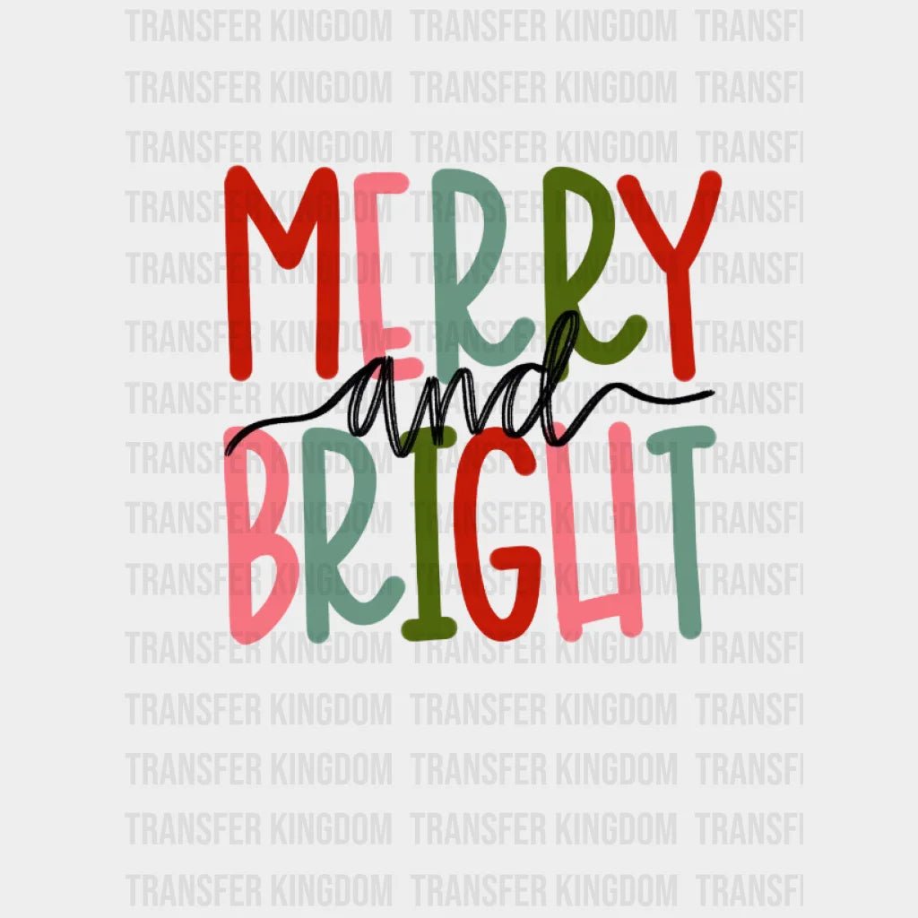 Merry And Bright Design Christmas - Dtf Heat Transfer