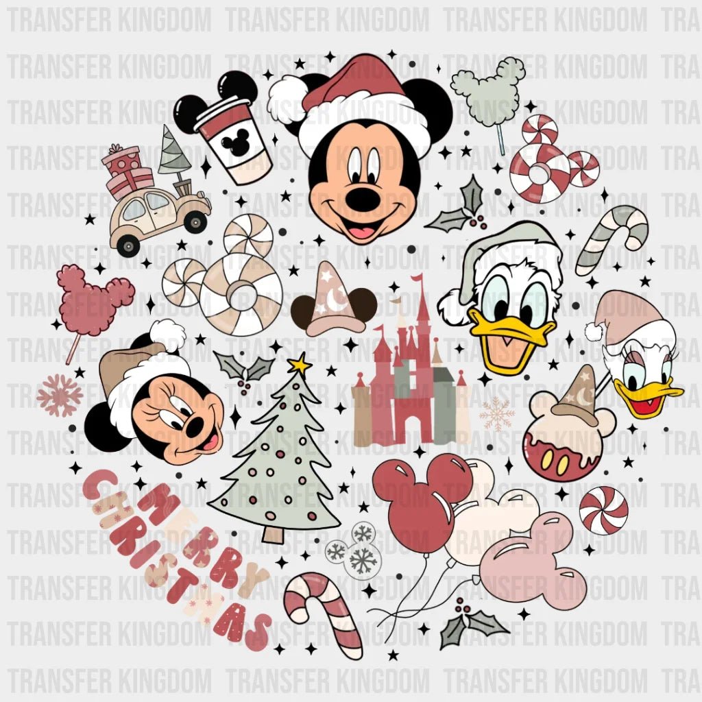Merry Christmas Disney Design Mickey And Minnie - Dtf Heat Transfer