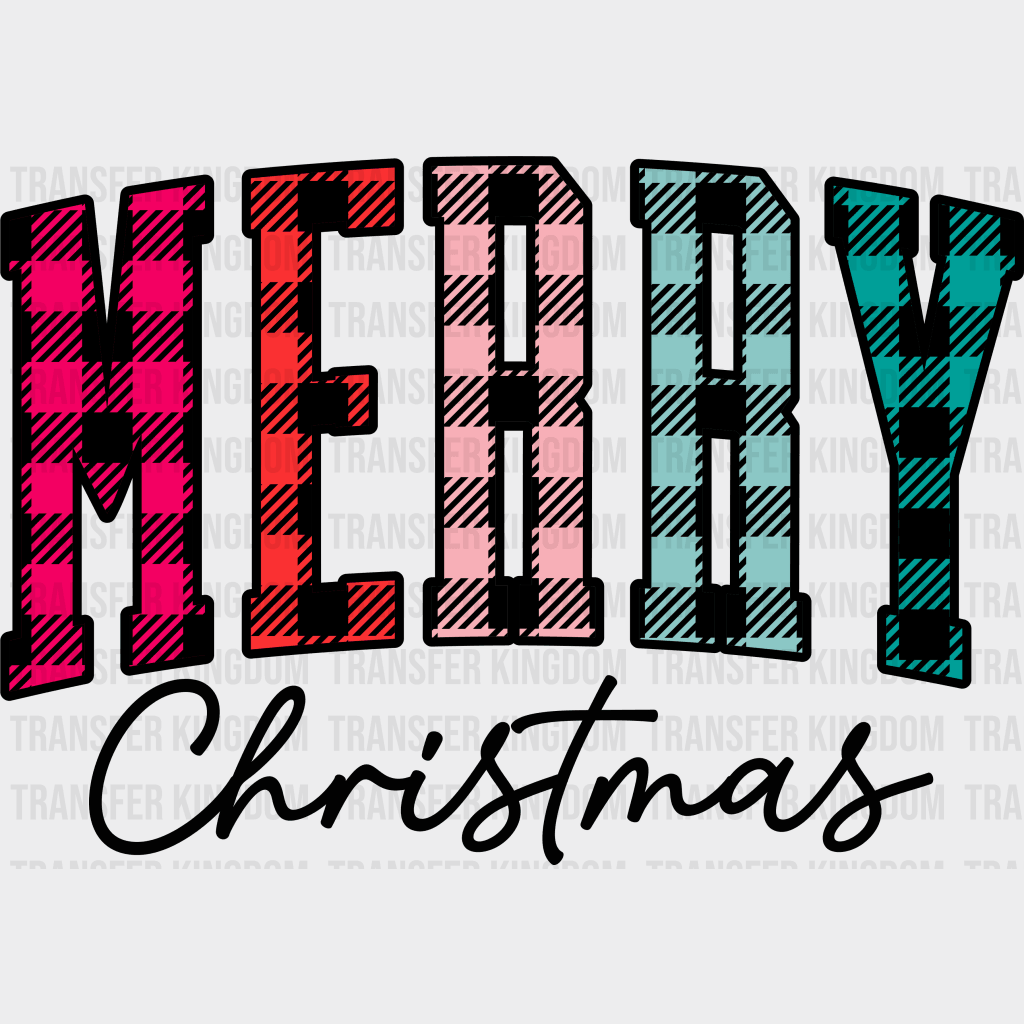Merry Xmas Chk Christmas Design Dtf Heat Transfer Unisex - S & M ( 10 ) / Dark Color See Imaging