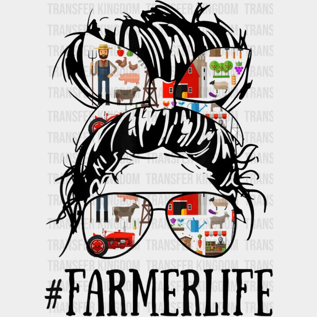 Messy Hair Woman Bun Farmer Life - Farm Women - Working Mom - Funny Mom - Cute Mom - Design - DTF heat transfer - Transfer Kingdom