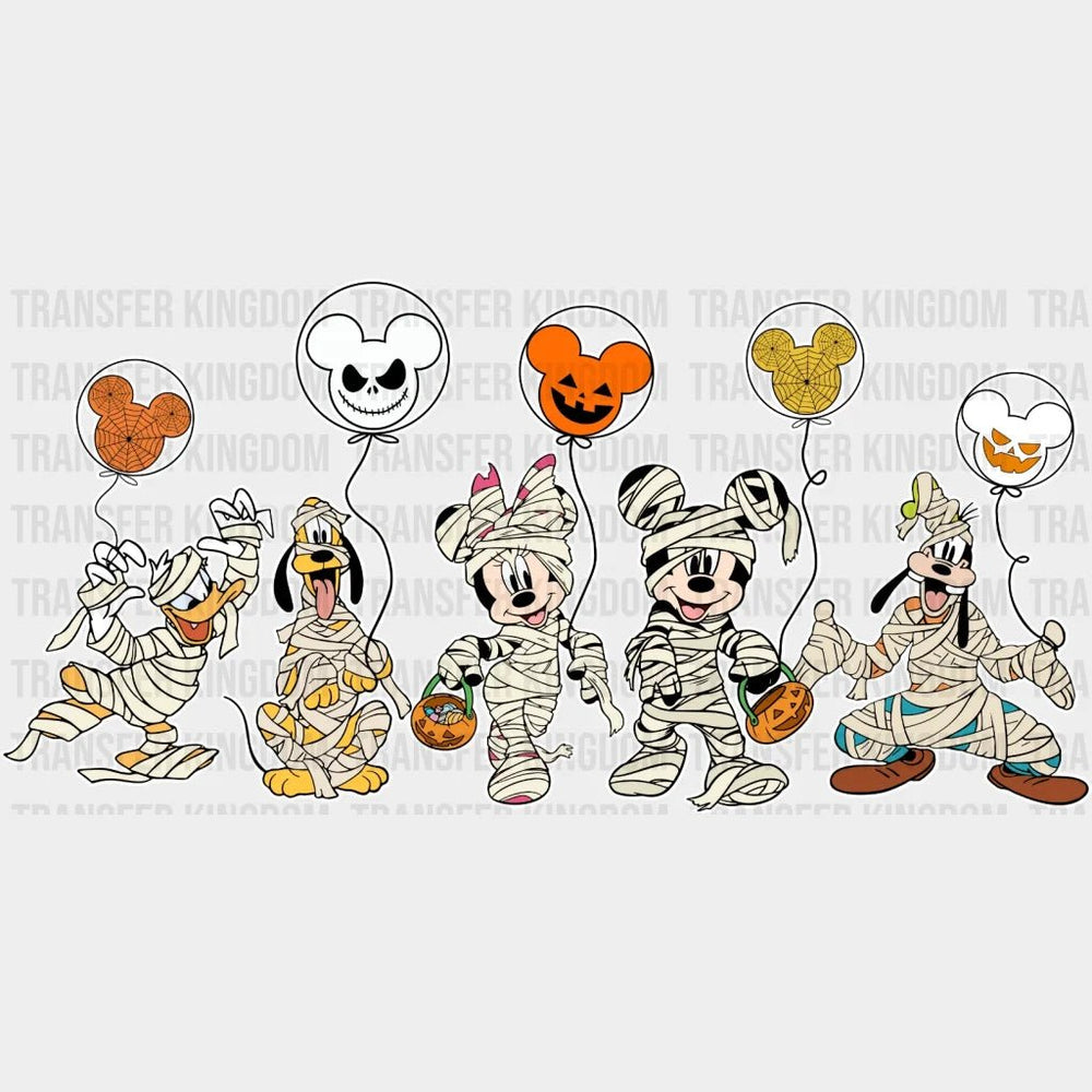 Mummy Mickey And Friends With Balloons Halloween Design - Dtf Heat Transfer