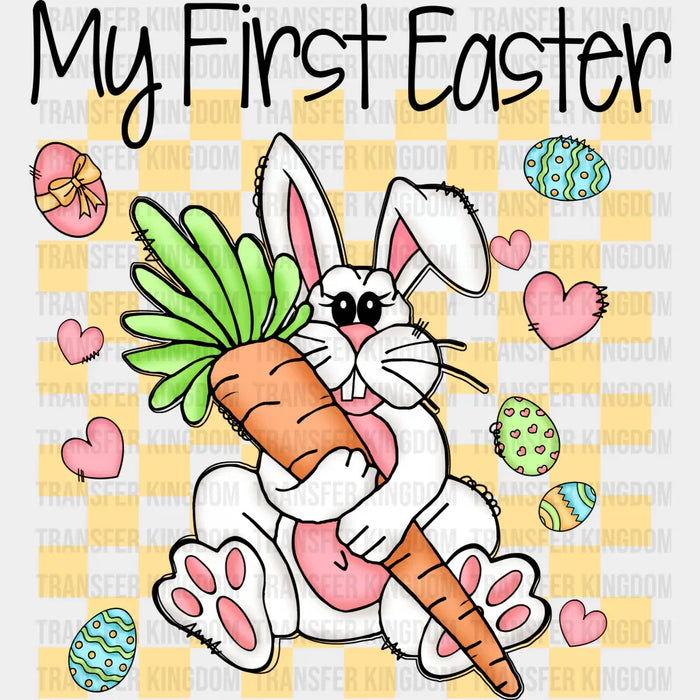 My First Easter Cute Bunny Holding Carrot Design - DTF heat transfer