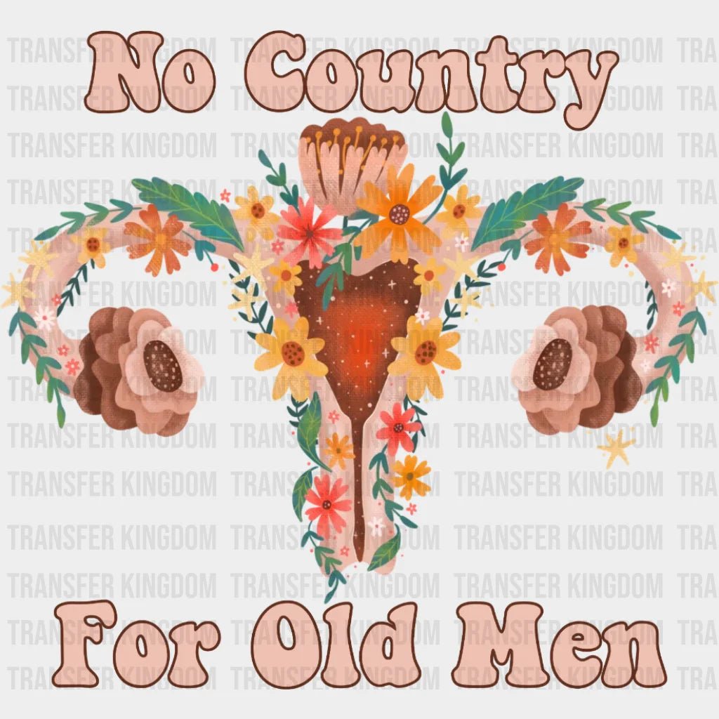 No Country For Old Men Floral Uterus Design - Dtf Heat Transfer