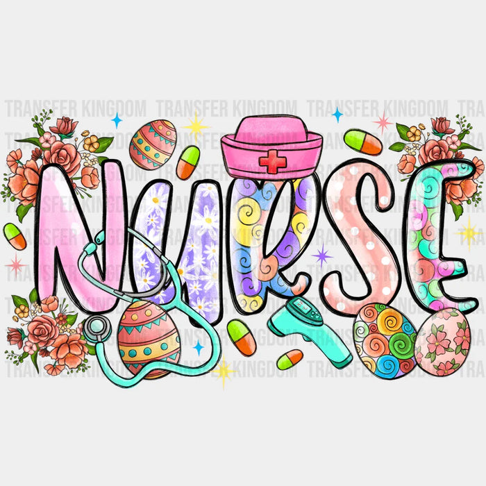 Nurse Easter Doodles Design - DTF heat transfer