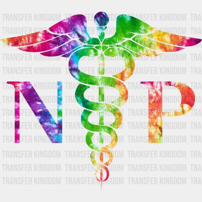 Nurse Practitioner Tie Dye Caduceus Medical Symbol - Essential Worker - Nurse Week - DTF heat transfer