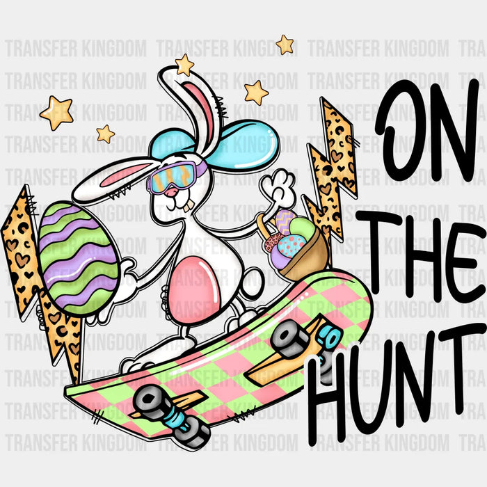 On The Hunt Skateboarding Bunny Easter Design - DTF heat transfer